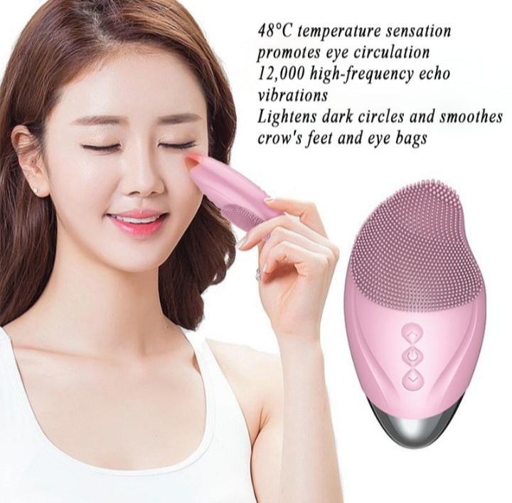 Facial Cleansing Device, Waterproof Beauty Instrument, Eye Beauty Device - Pink
